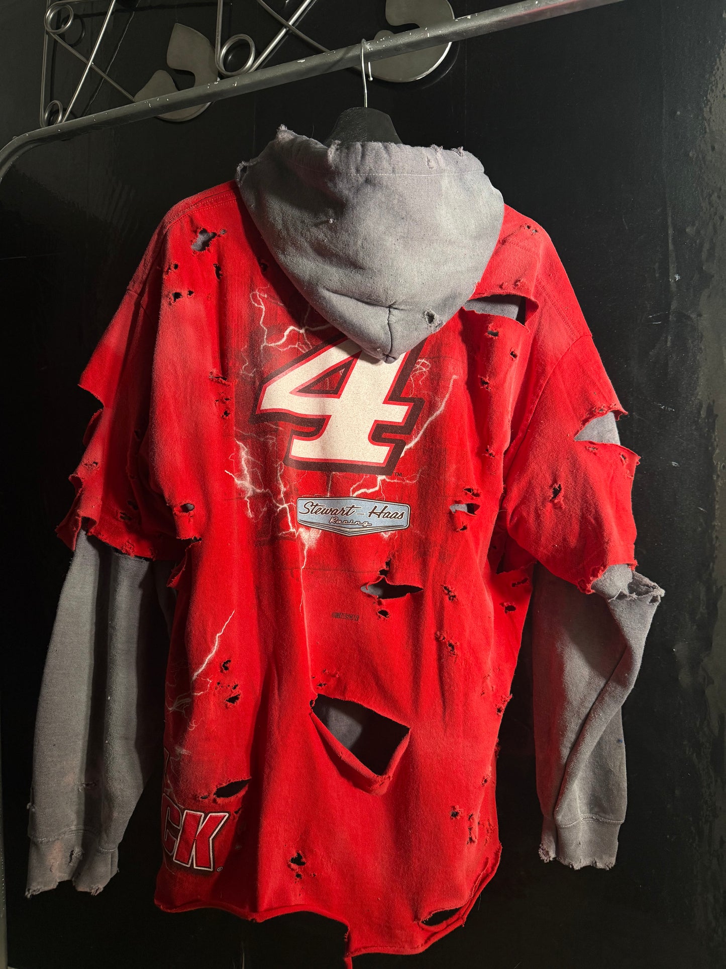 Stewart-Haas Racing Kevin Harvick #4 Distressed Red Gray Sweatshirt NASCAR