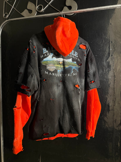 The Harley-Davidson Snake, Skull & Bald Eagle Distressed Hoodie