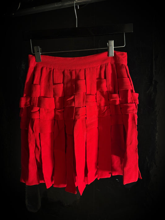 Jan Micole Red A-Line Skirt High Rise Weaved Skirt Size 6