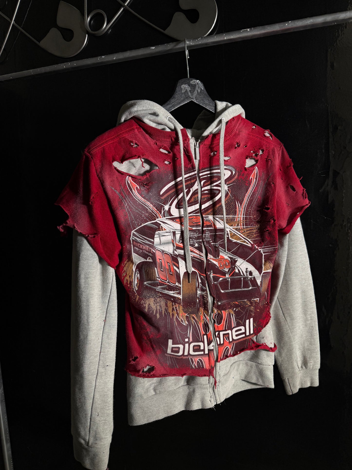 The Bicknell Distressed Graphic Print Full Zip Hoodie