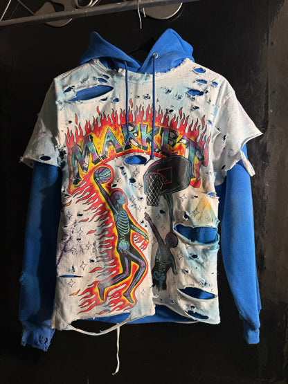 MARKET Distressed Basketball Graphic Print Hoodie