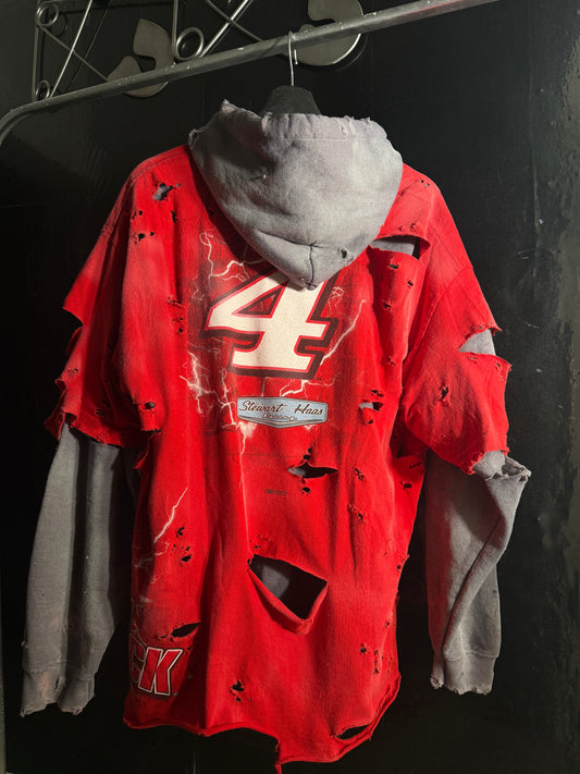 Stewart-Haas Racing Kevin Harvick #4 Distressed Red Gray Sweatshirt NASCAR