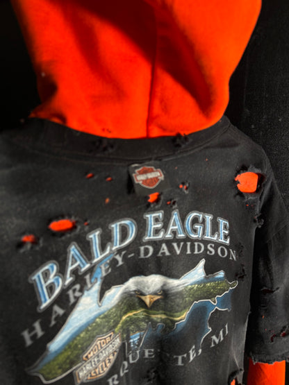 The Harley-Davidson Snake, Skull & Bald Eagle Distressed Hoodie