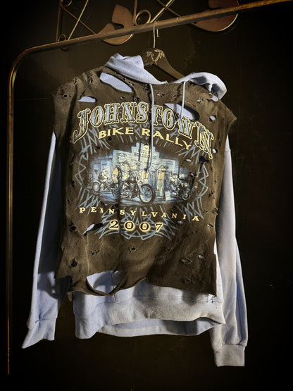 Black&Blue Biker Hacked Hoodie