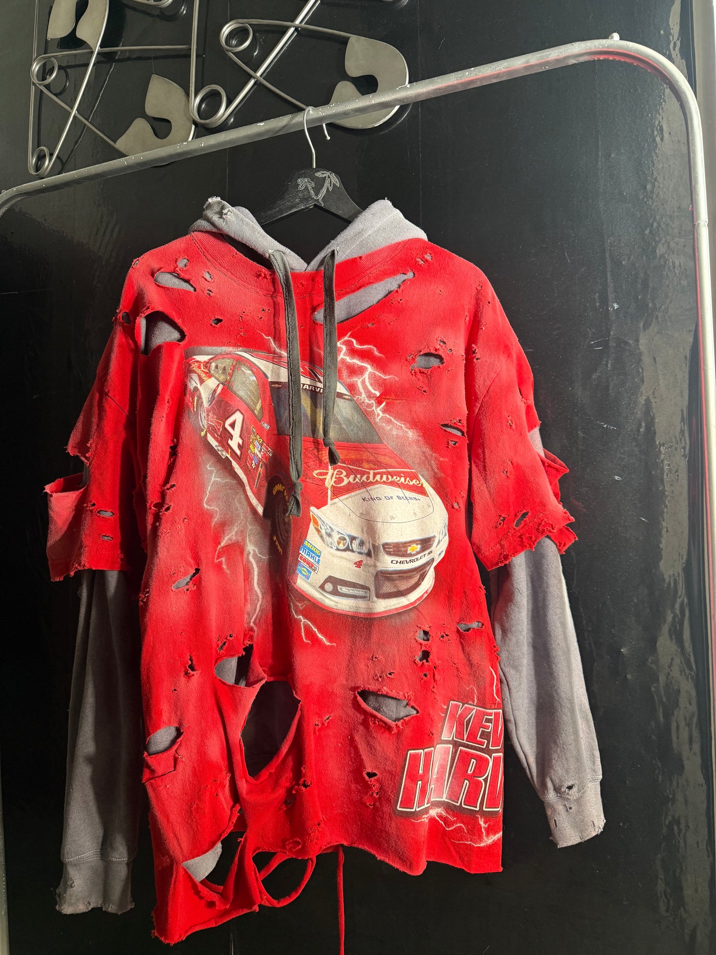 Stewart-Haas Racing Kevin Harvick #4 Distressed Red Gray Sweatshirt NASCAR