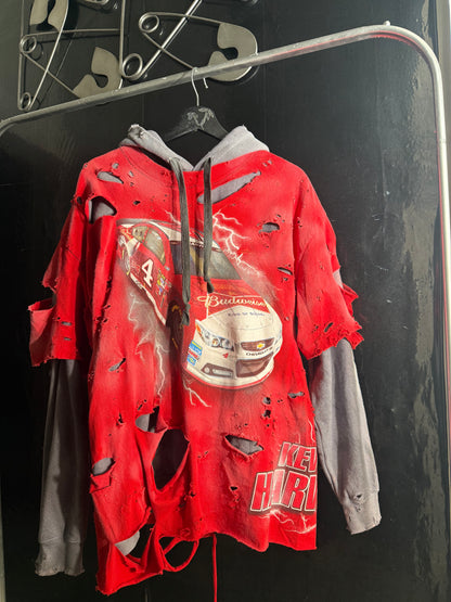 Stewart-Haas Racing Kevin Harvick #4 Distressed Red Gray Sweatshirt NASCAR