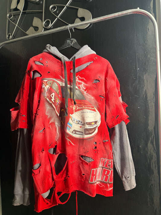 Stewart-Haas Racing Kevin Harvick #4 Distressed Red Gray Sweatshirt NASCAR