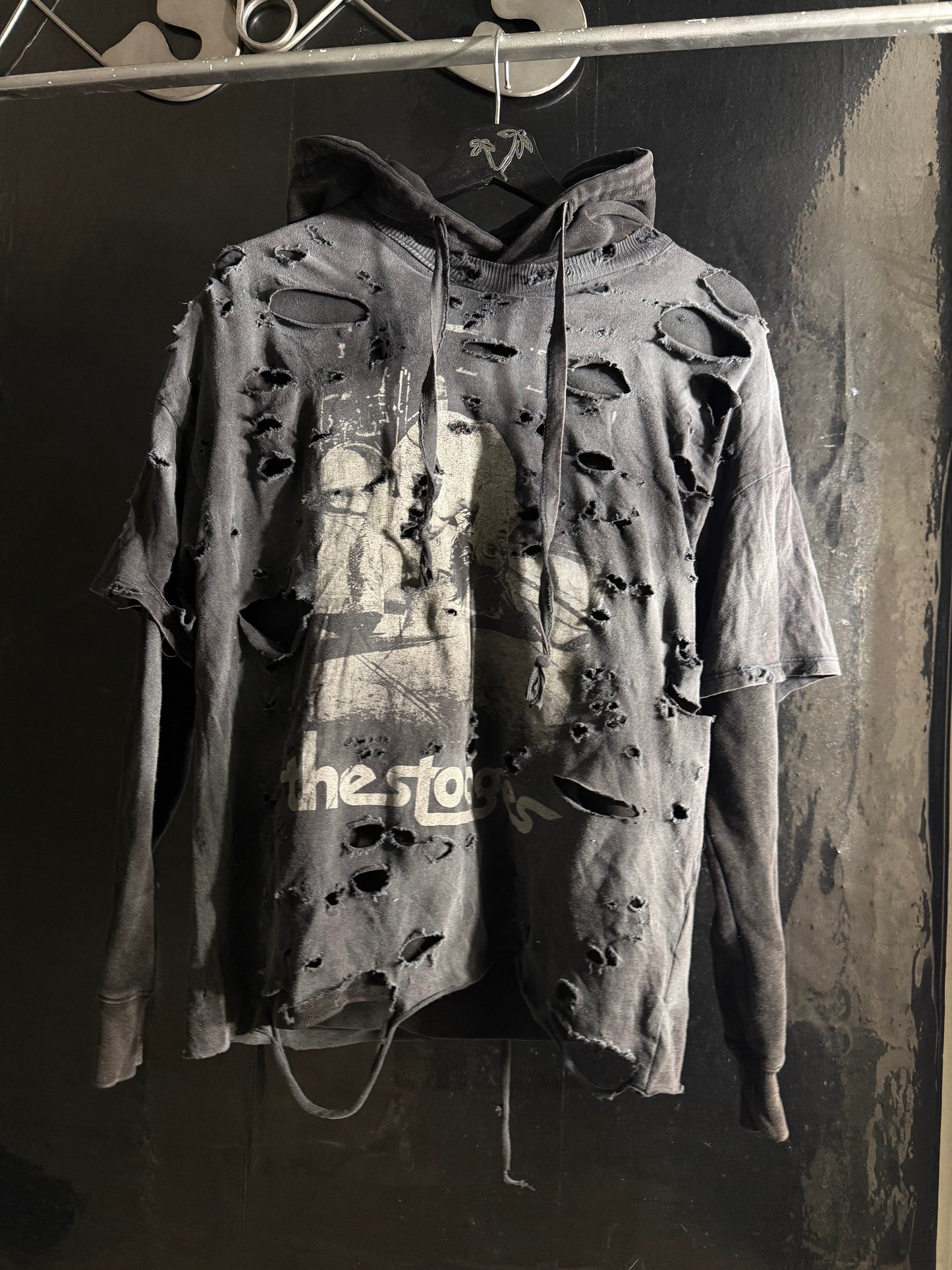 The Stooges Distressed Graphic Print Hoodie