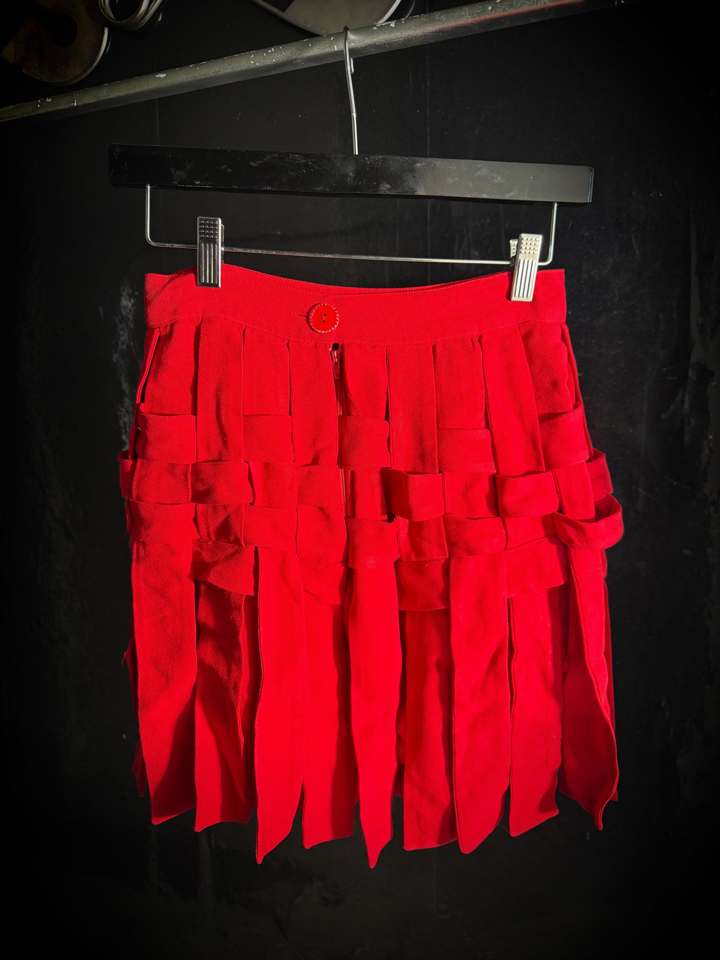 Jan Micole Red A-Line Skirt High Rise Weaved Skirt Size 6