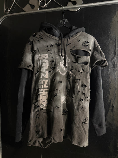 The Boyz in the Hood Distressed Graphic Print Hoodie