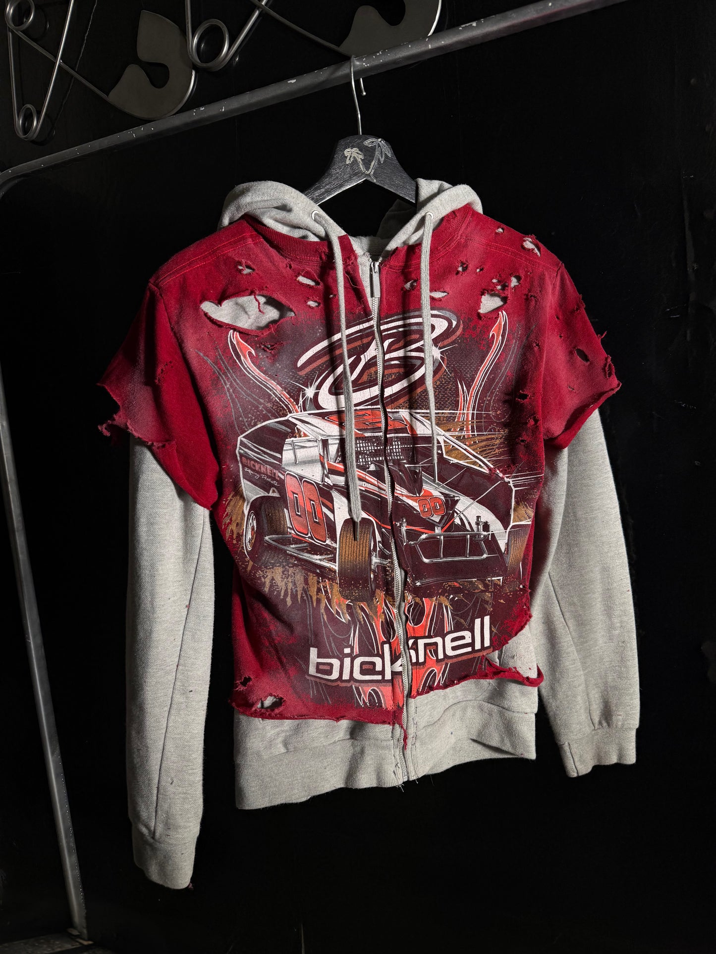 The Bicknell Distressed Graphic Print Full Zip Hoodie