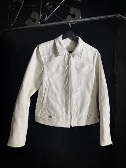 Ecru Moto Patent White Jacket