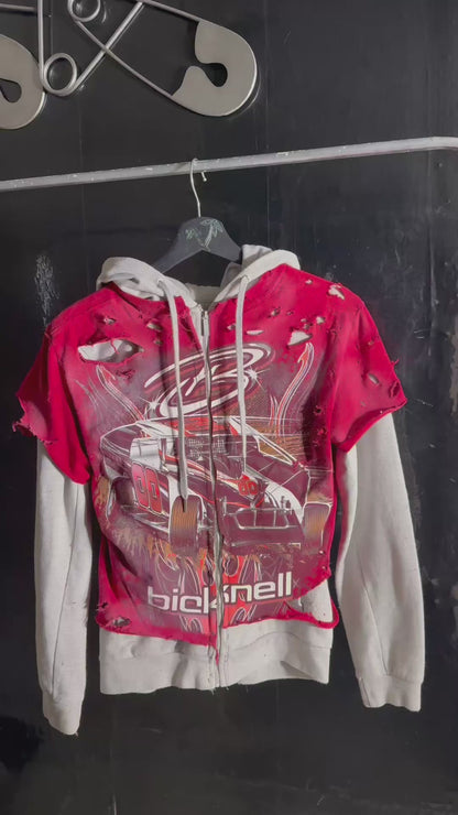 The Bicknell Distressed Graphic Print Full Zip Hoodie