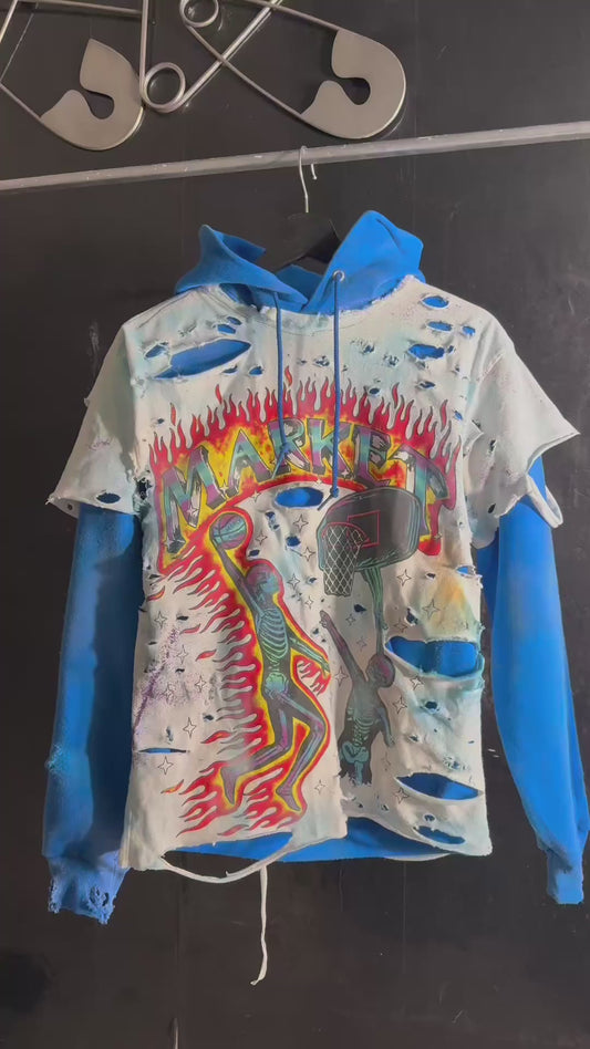 MARKET Distressed Basketball Graphic Print Hoodie