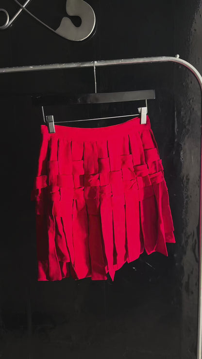 Jan Micole Red A-Line Skirt High Rise Weaved Skirt Size 6