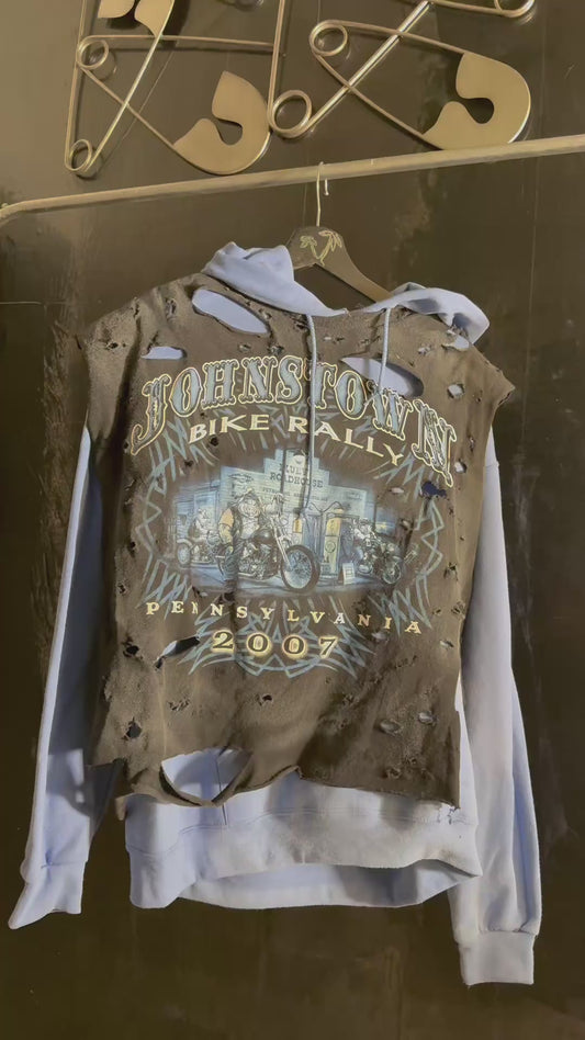 Black&Blue Biker Hacked Hoodie