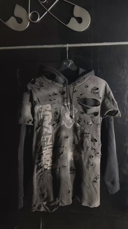 The Boyz in the Hood Distressed Graphic Print Hoodie